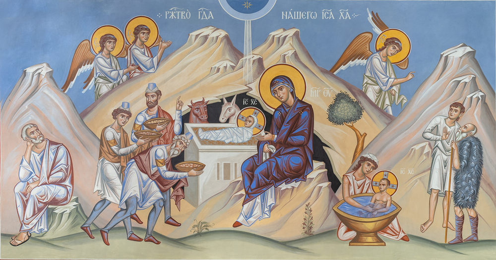 Darstellung der Geburt Jesu/ Russisch-Orthodoxe Kathedrale zum heiligen Nikolaus